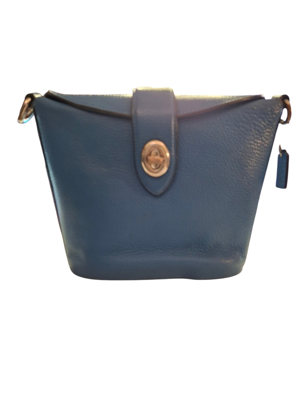 Coach Abbie Blue Pebbled Leather Top Turnlock Crossbody